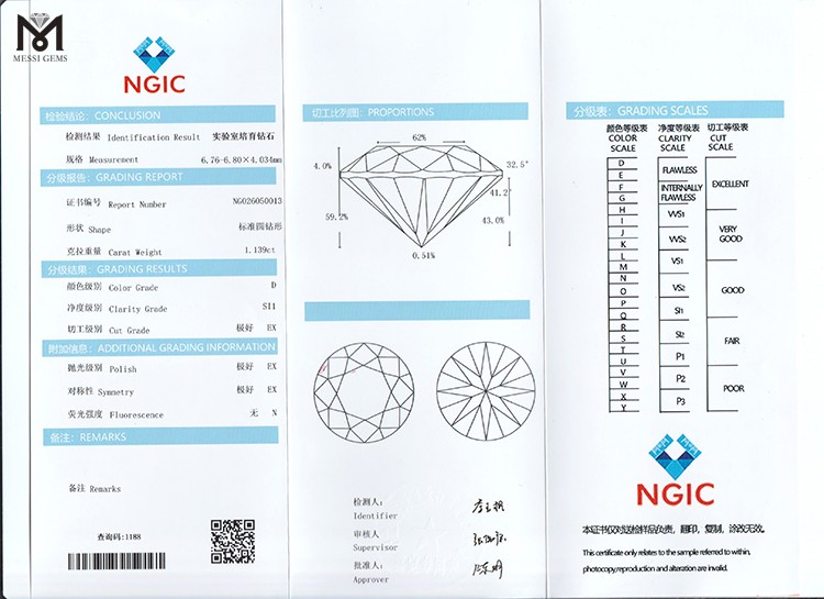 1.139ct price of diamond per carat CVD diamond price D SI EX cvd diamonds